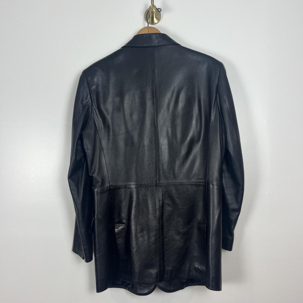 Seraphin Paris Black Leather Blazer Jacket Mens EU 48 / US 38 France Luxury Coat