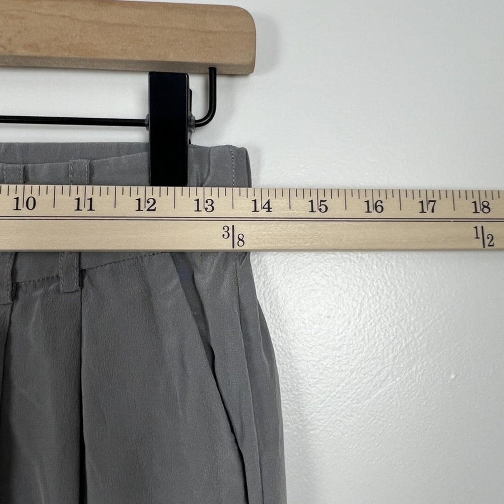 LILYSILK Silk Pants Womens 2 Gray Pleated High Rise Straight Leg Casual