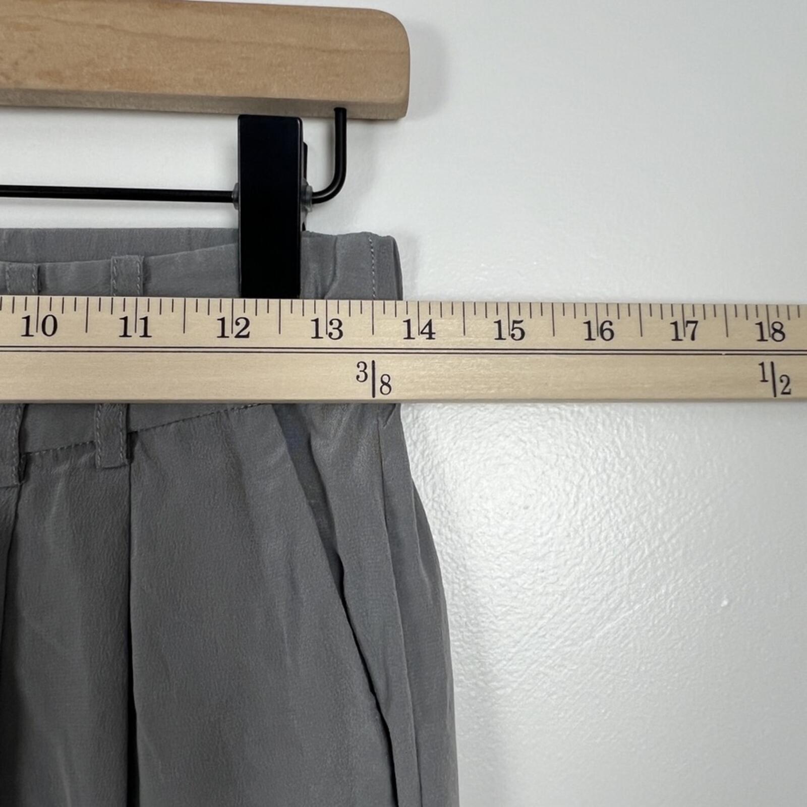 LILYSILK Silk Pants Womens 2 Gray Pleated High Rise Straight Leg Casual