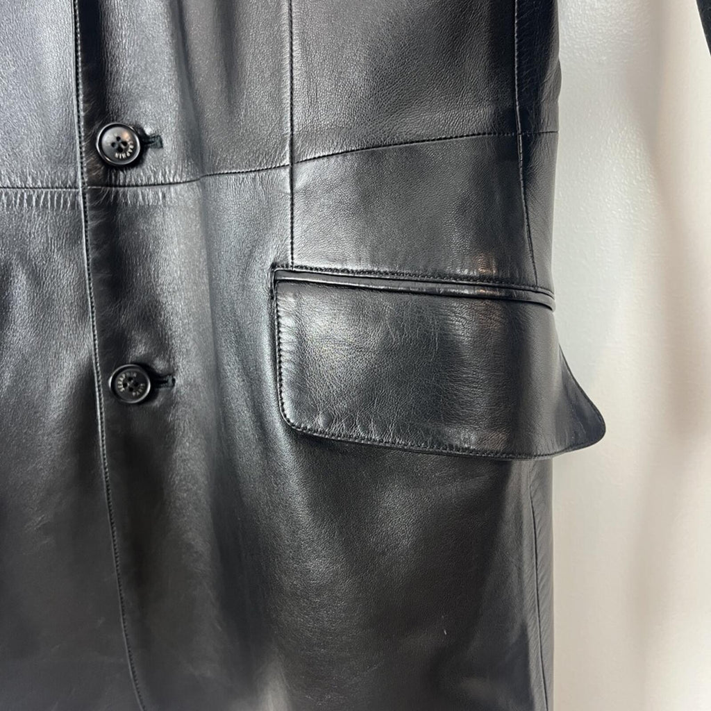 Seraphin Paris Black Leather Blazer Jacket Mens EU 48 / US 38 France Luxury Coat