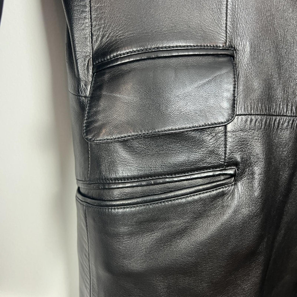 Seraphin Paris Black Leather Blazer Jacket Mens EU 48 / US 38 France Luxury Coat