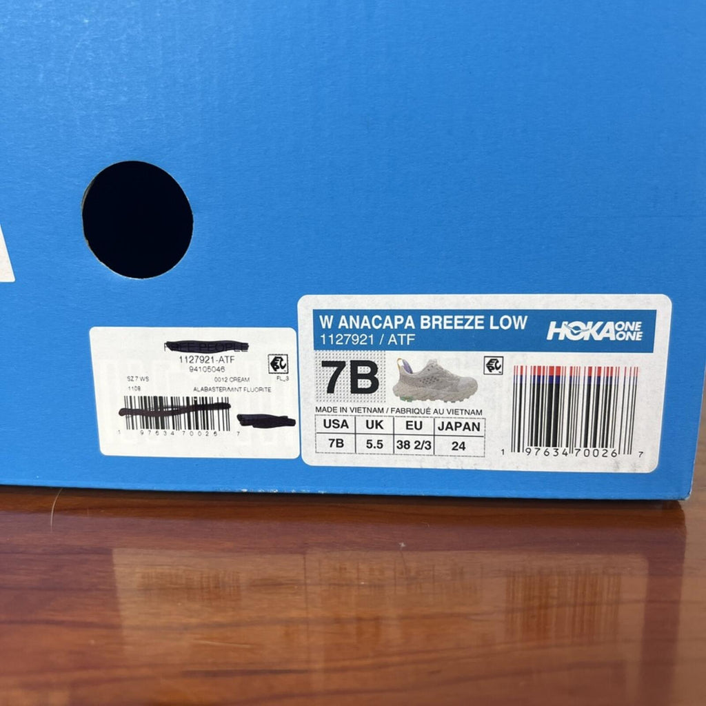 HOKA Anacapa Breeze Low Trail Shoes Cream Mint Womens 7 Hiking Sneakers