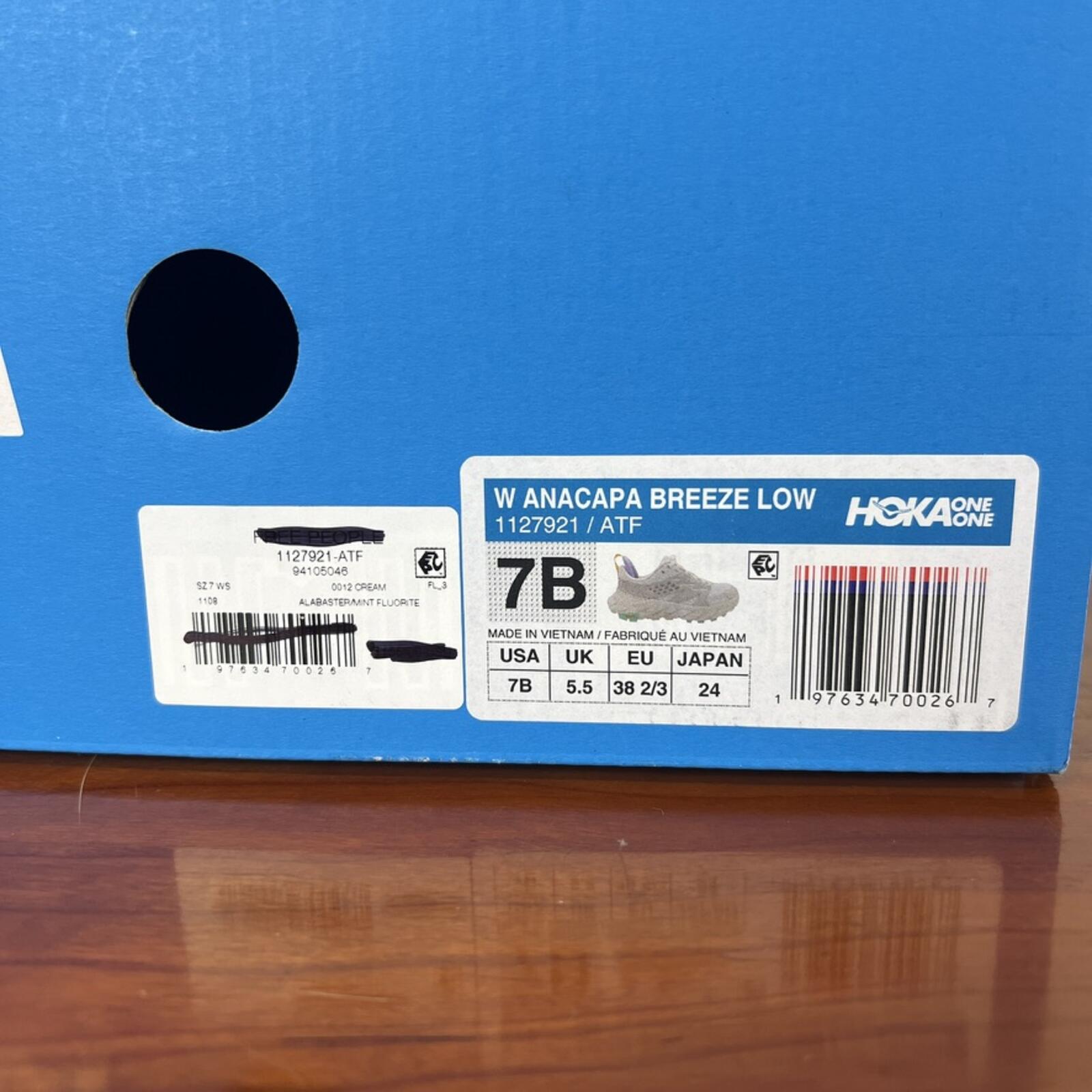 HOKA Anacapa Breeze Low Trail Shoes Cream Mint Womens 7 Hiking Sneakers