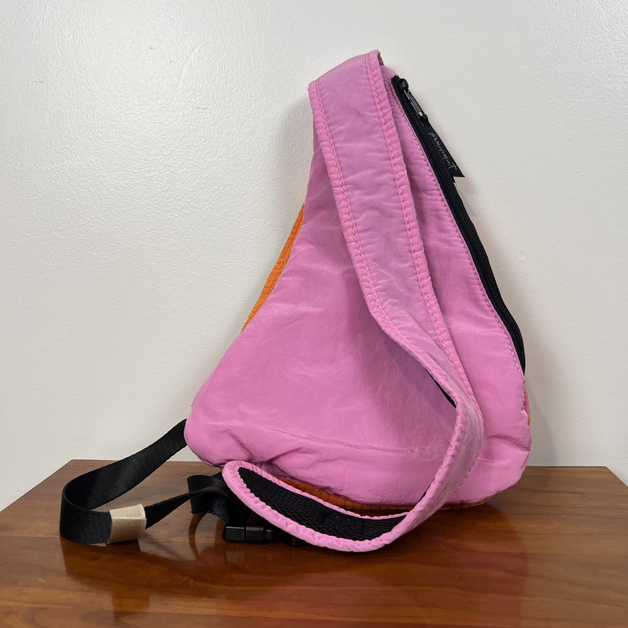 Free People Sling Bag Pink Orange Colorblock Crossbody Nylon Blend