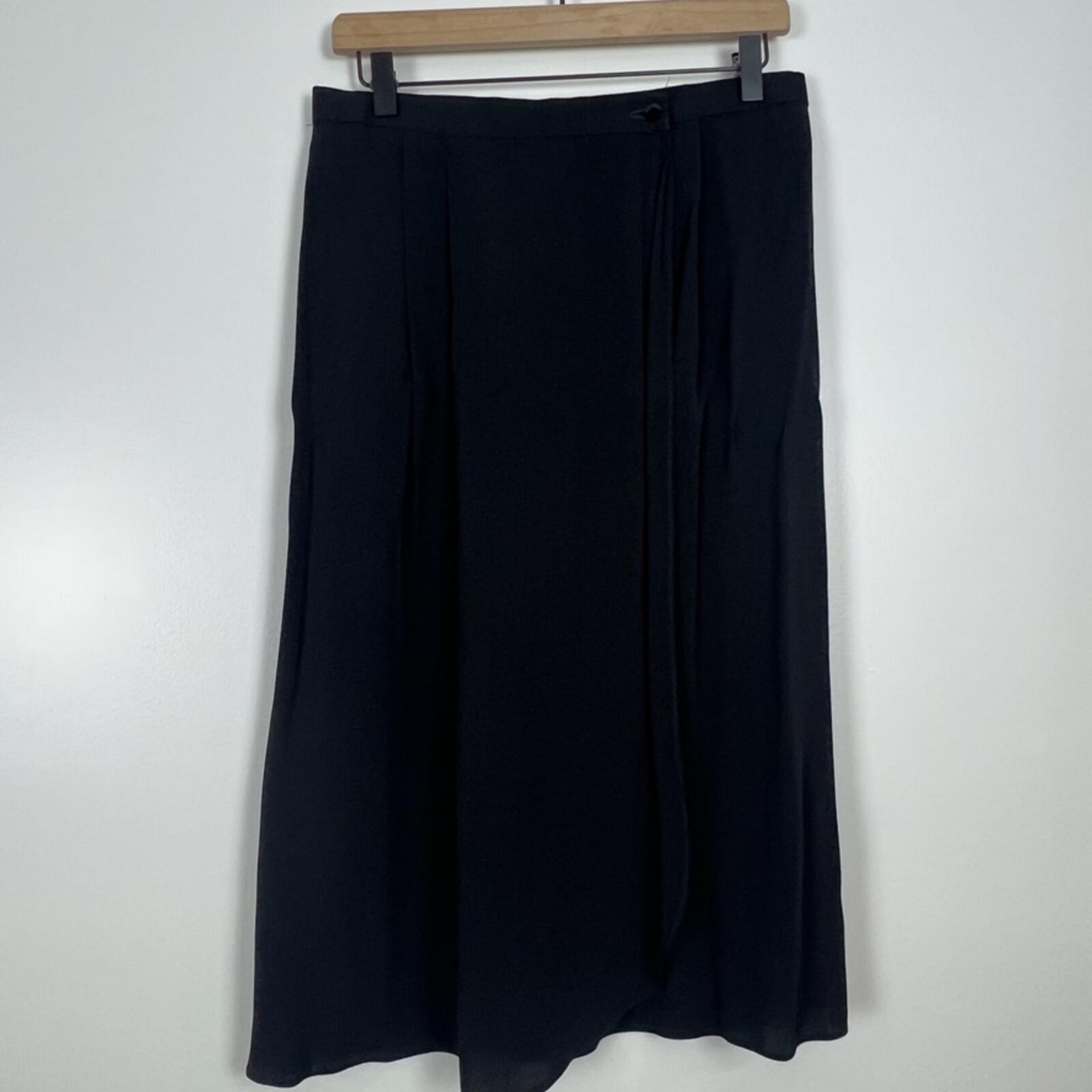 Vintage Black Wrap Skirt Womens 12 Union Tag Midi Career Classic USA