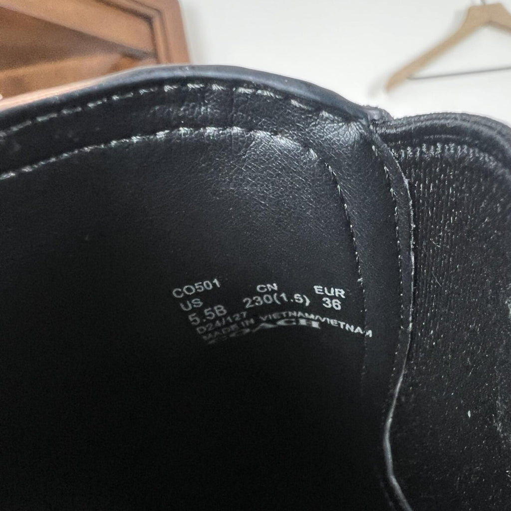 Coach Black Leather Chelsea Boots Lug Sole Ankle Boot Womens 5.5