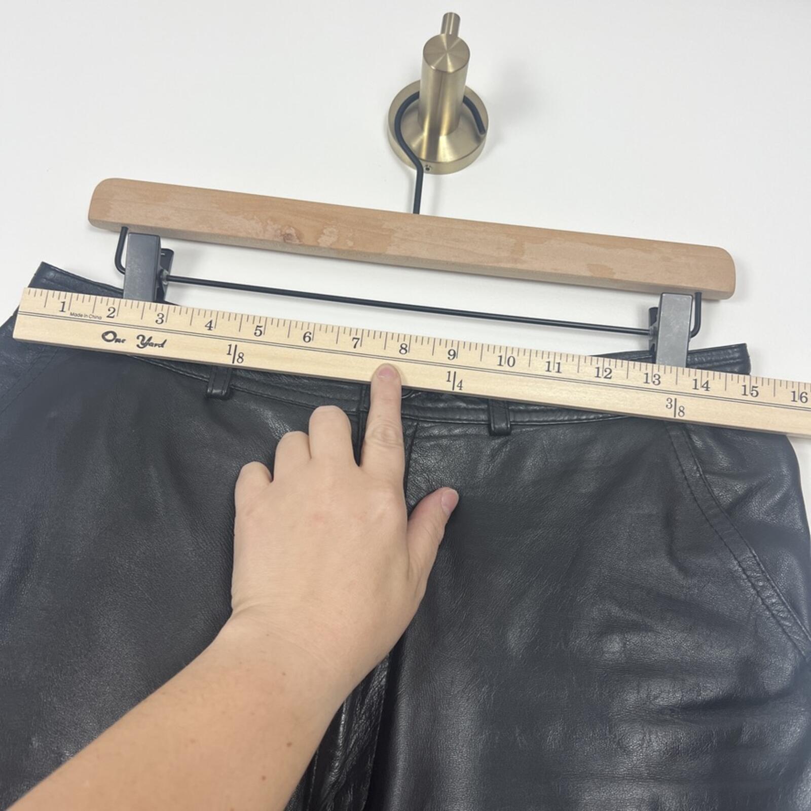 Vintage Black Leather Straight Leg Pants Womens 32x30 High Rise Soft Leather