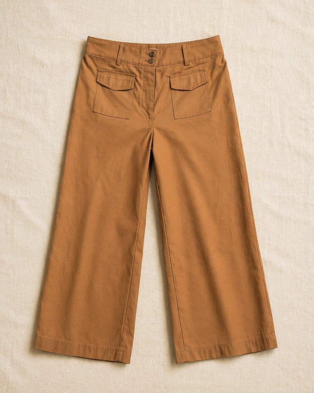 LOFT Petite Wide Leg Crop Cargo Pants Camel Brown Size 12P NWT