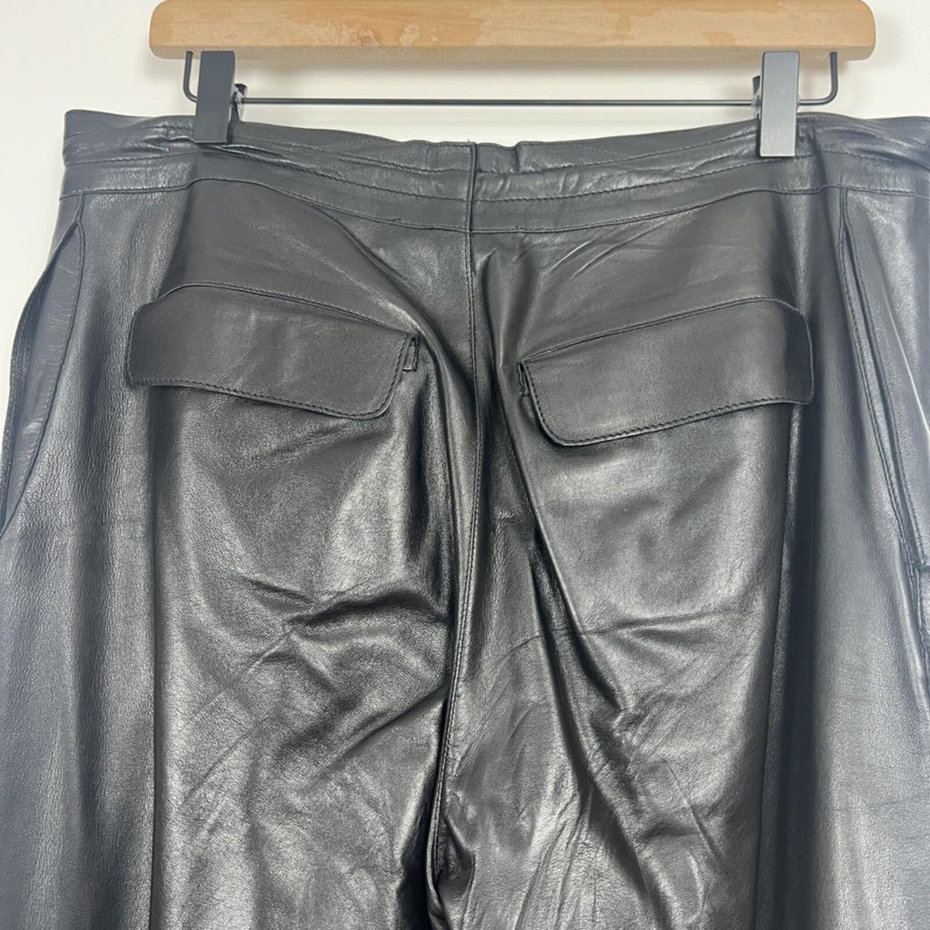Gucci Black Leather Pants Womens 42 Straight Leg High Rise Italy Luxe