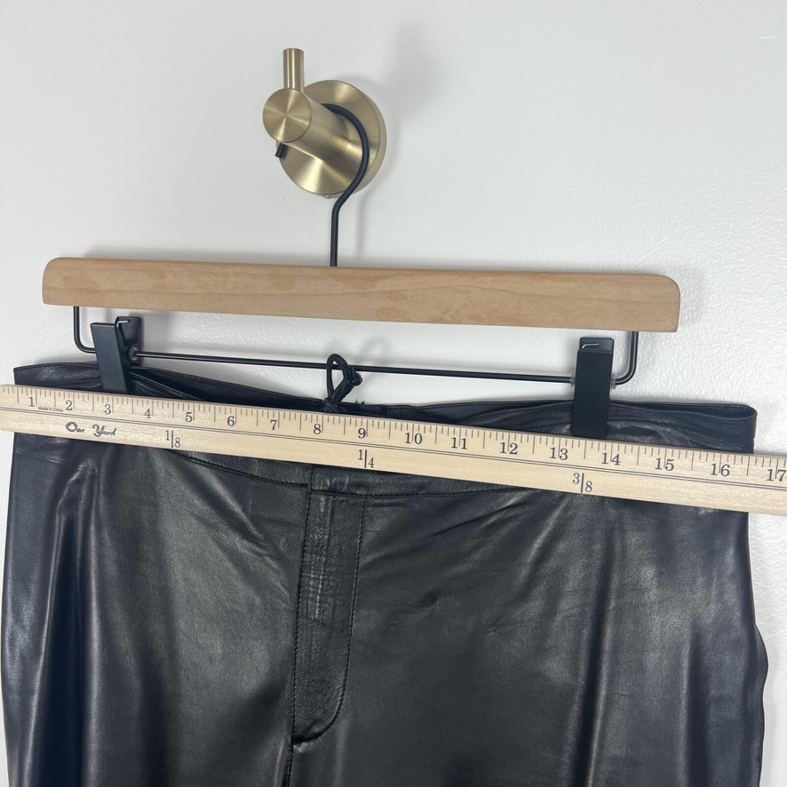 Gucci Black Leather Pants Womens 42 Straight Leg High Rise Italy Luxe