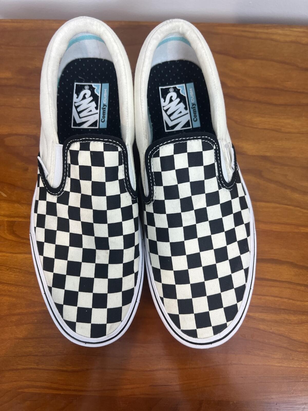Vans Classic Slip-On Checkerboard Black White Sneakers Mens 8 / Womens 9.5