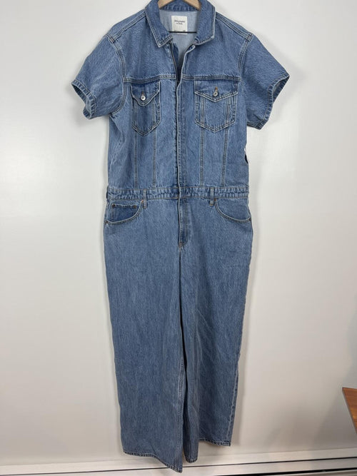 Abercrombie Denim Jumpsuit Short Sleeve Utility Wide Leg NWT XLP