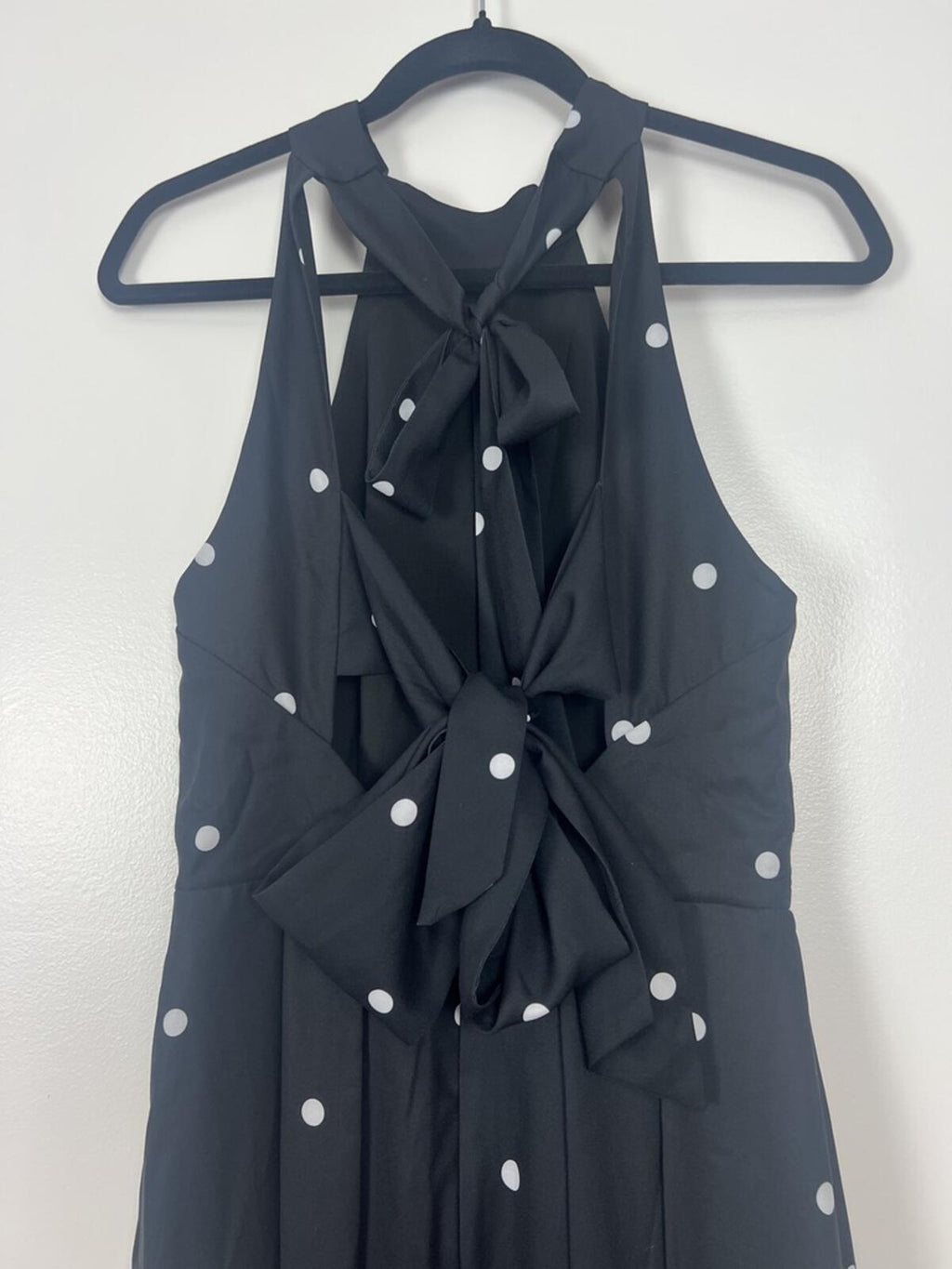 Free People Black Polka Dot Jumpsuit Halter Tie Back Wide Leg NWT Size 4