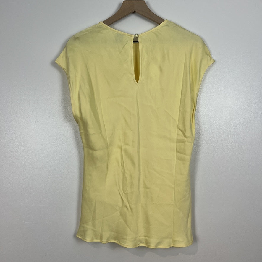 Maeve Anthropologie Butter Yellow Blouse XL Cap Sleeve Keyhole Viscose