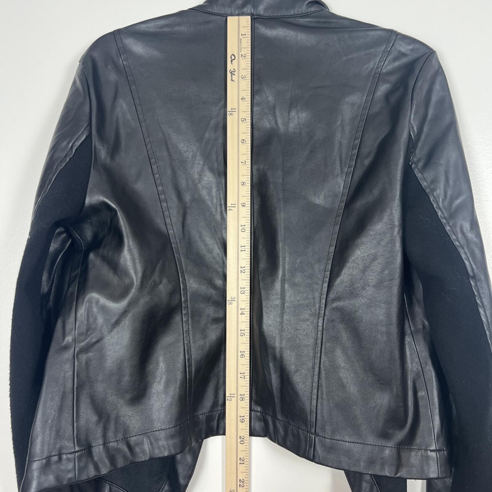 BB Dakota Faux Leather Jacket Womens Small Black Drape Open Moto Crop