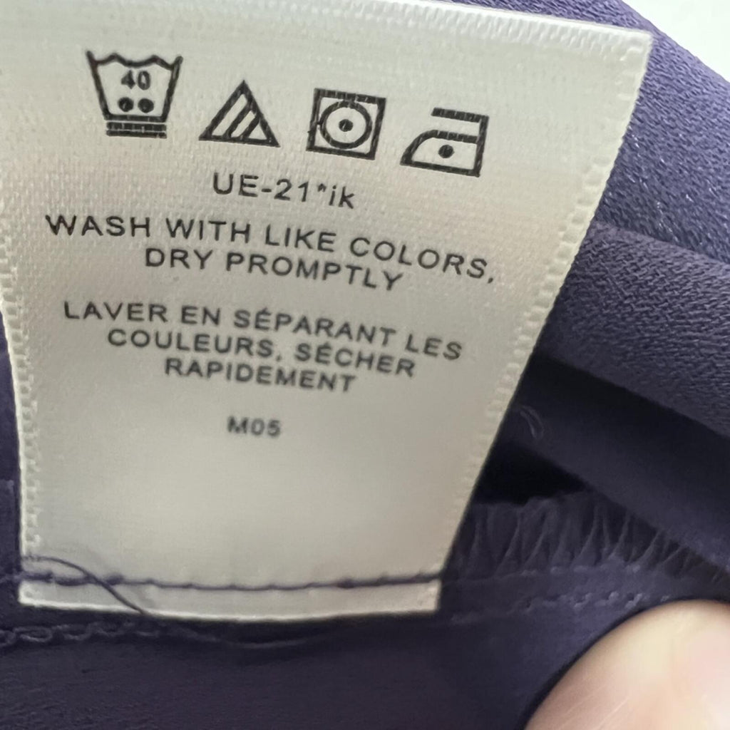 Van Heusen Blouse L Purple 3/4 Sleeve V Neck Button Career Top NWT