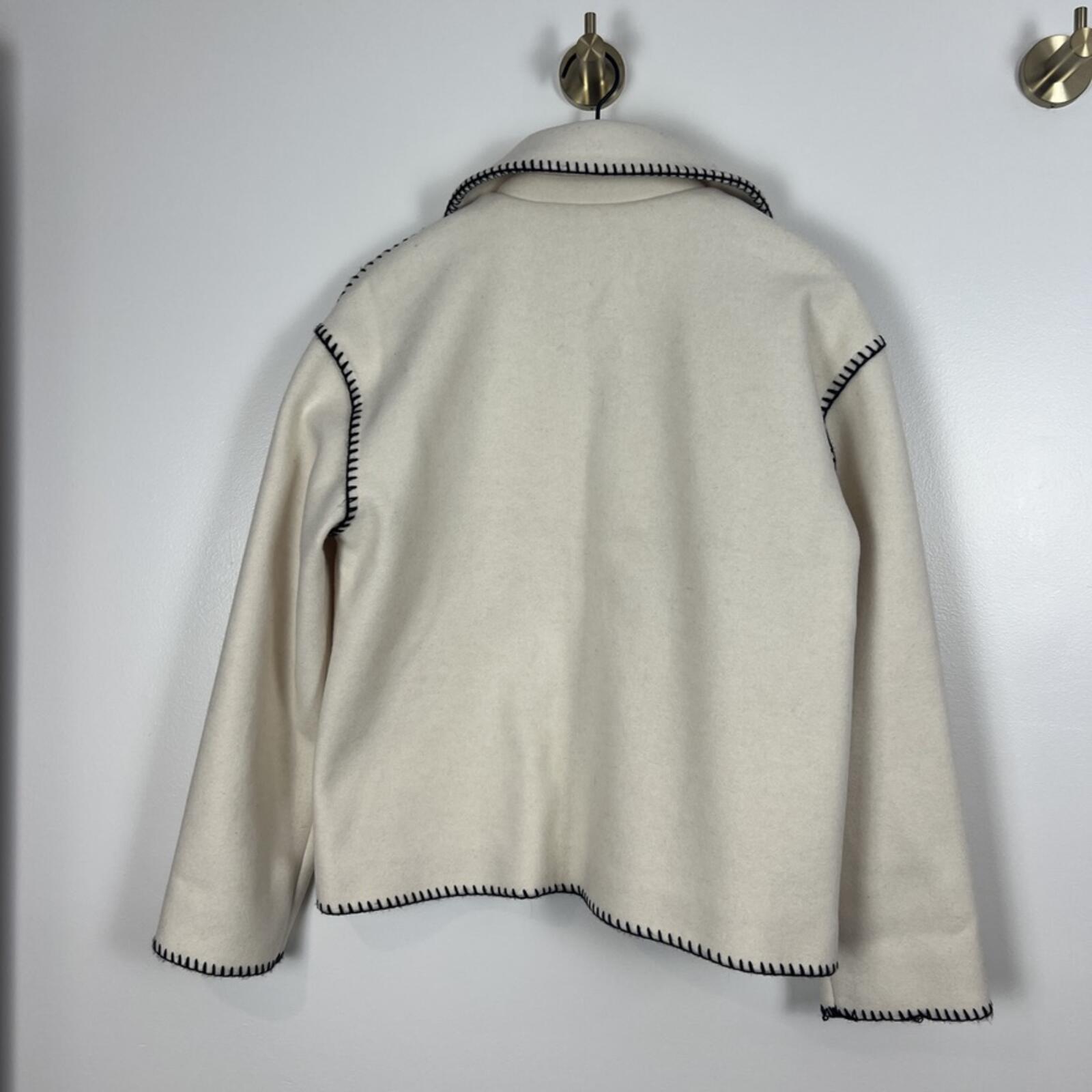 Bagatelle Cream Wool Blend Jacket Contrast Stitch Button Front Coat L