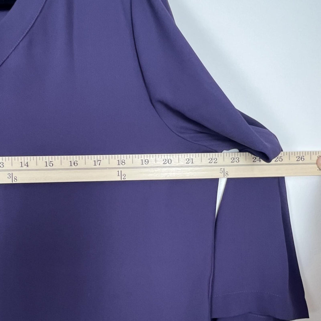 Van Heusen Blouse L Purple 3/4 Sleeve V Neck Button Career Top NWT
