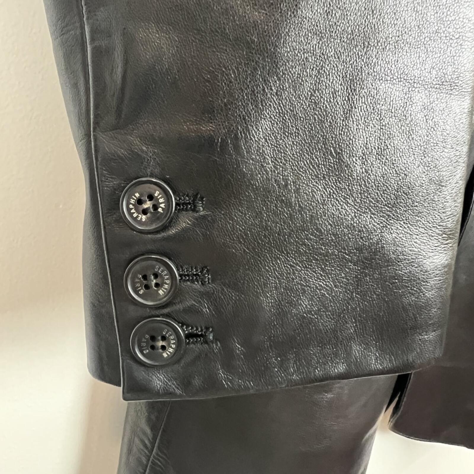 Seraphin Paris Black Leather Blazer Jacket Mens EU 48 / US 38 France Luxury Coat