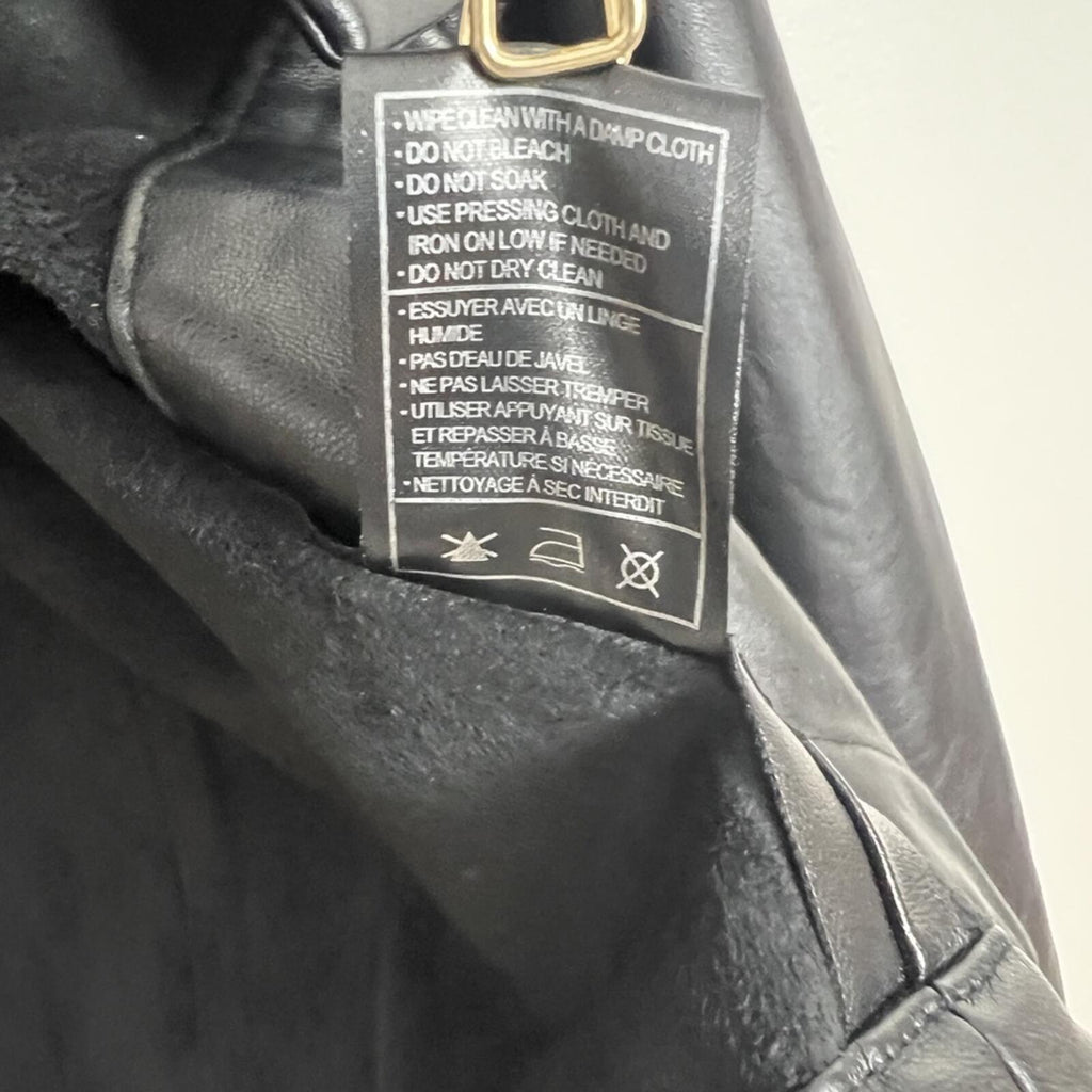 BB Dakota Faux Leather Jacket Womens Small Black Drape Open Moto Crop