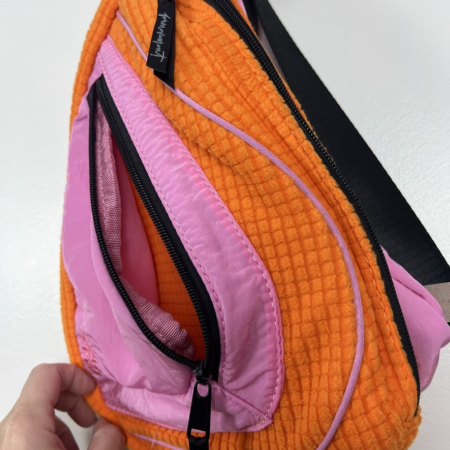 Free People Sling Bag Pink Orange Colorblock Crossbody Nylon Blend