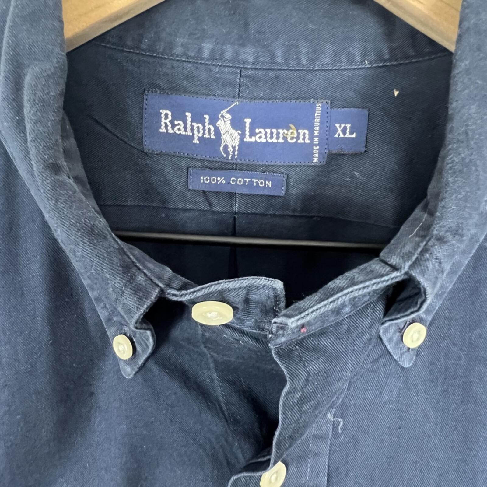 Ralph Lauren Shirt XL Navy Blue Button Down Oxford Pony Logo Mens Cotton
