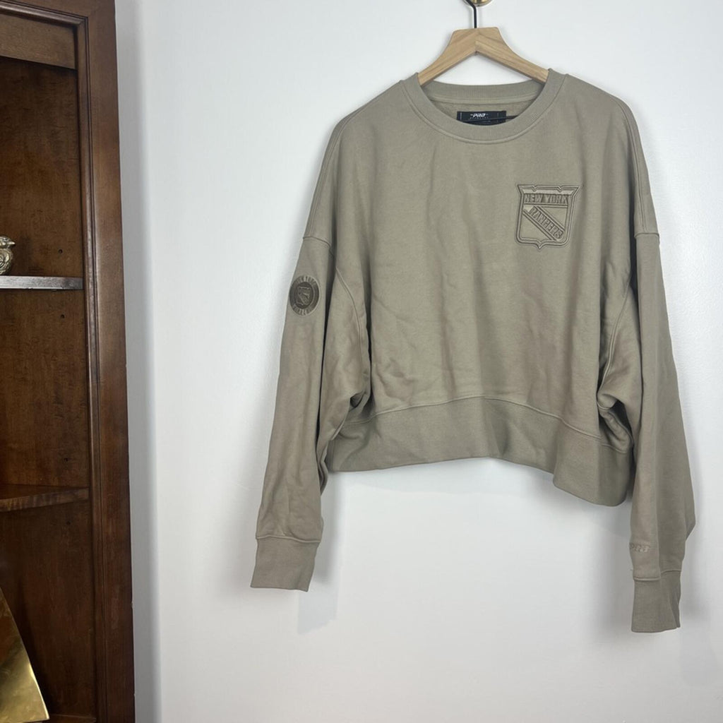 NWOT NY Rangers Pro Standard Cropped Crewneck Sweatshirt Beige L