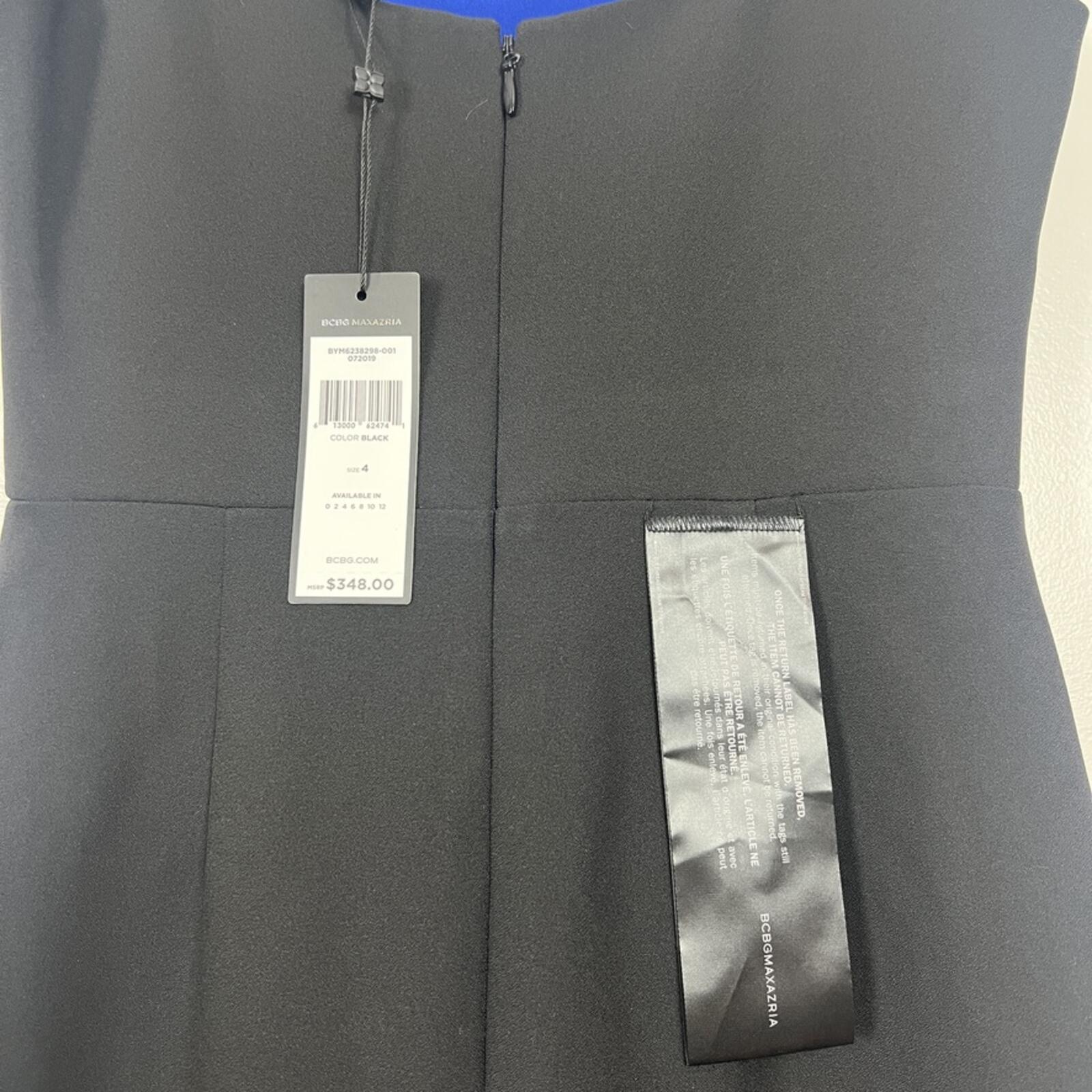 BCBGMAXAZRIA Black Blue Ruffle Midi Dress Size 4 NWT Formal Evening