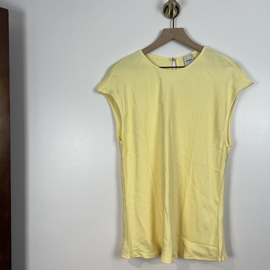 Maeve Anthropologie Butter Yellow Blouse XL Cap Sleeve Keyhole Viscose