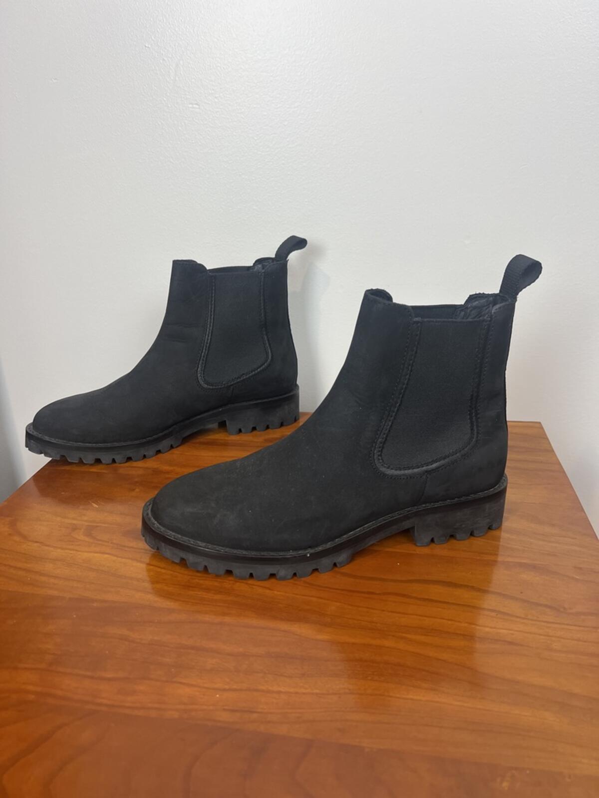 Thursday Boot Co Black Chelsea Boots Lug Sole Leather Size 7 Wide NWOT