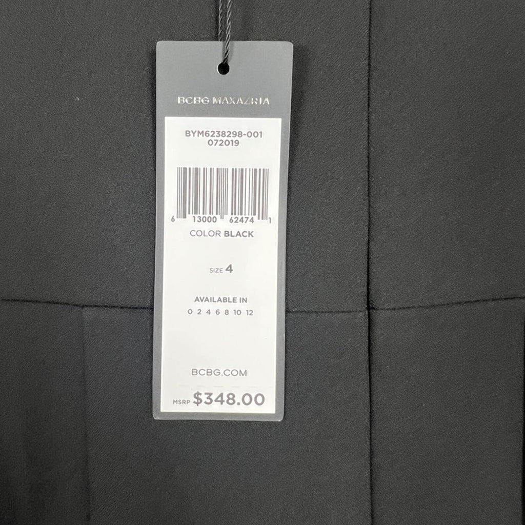 BCBGMAXAZRIA Black Blue Ruffle Midi Dress Size 4 NWT Formal Evening