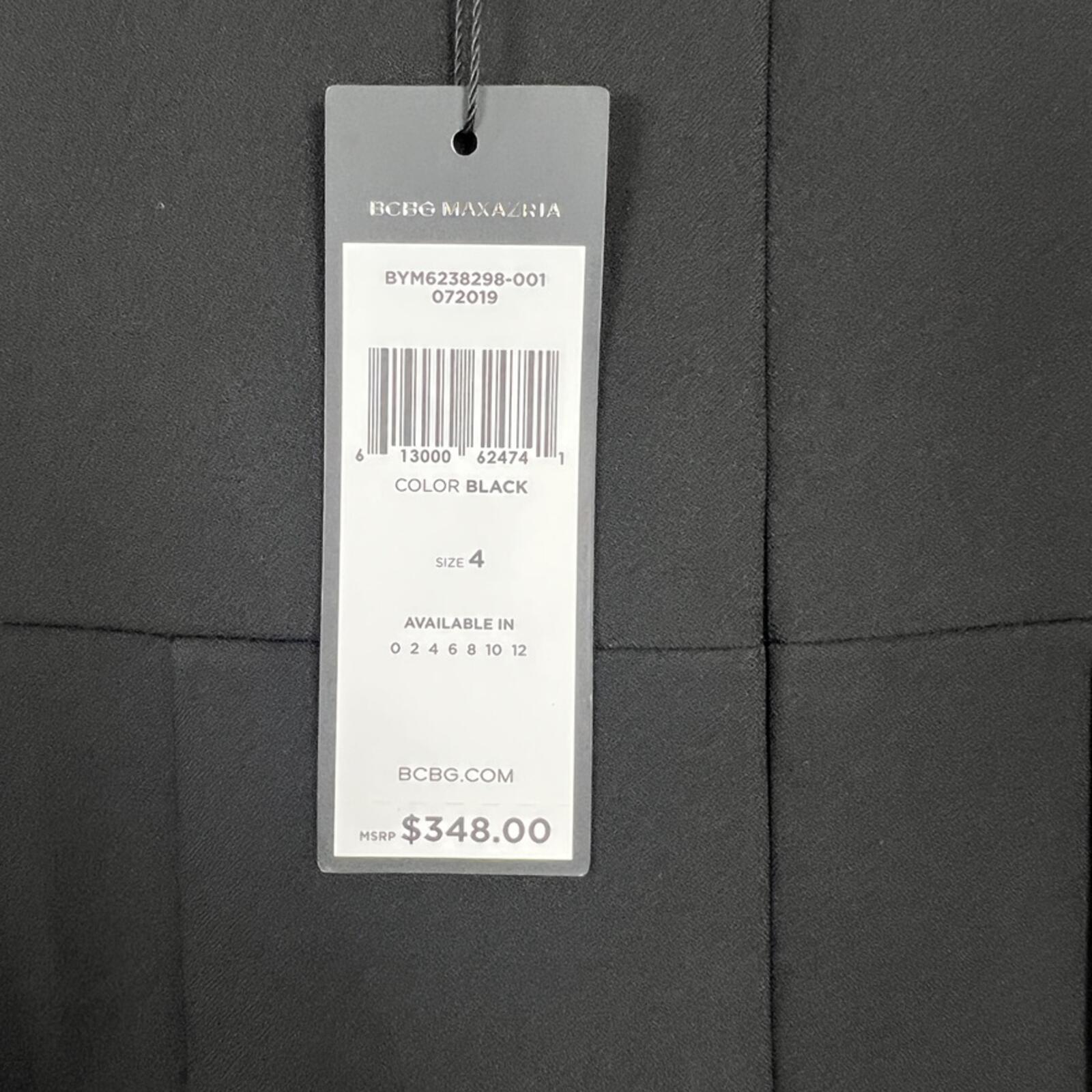 BCBGMAXAZRIA Black Blue Ruffle Midi Dress Size 4 NWT Formal Evening