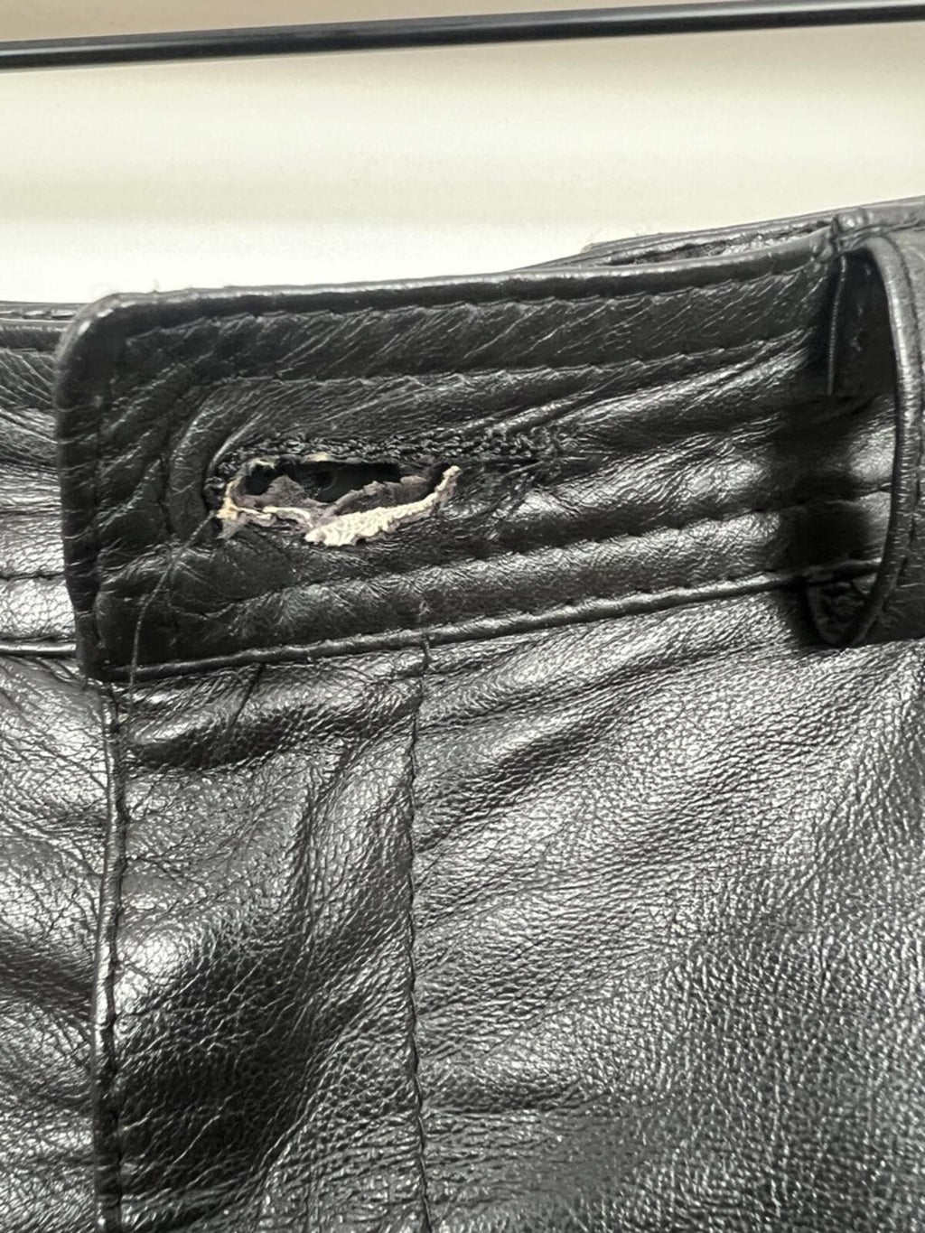Vintage Black Leather Straight Leg Pants Womens 32x30 High Rise Soft Leather