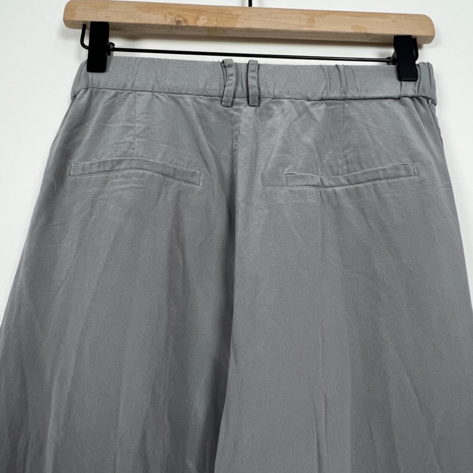 LILYSILK Silk Pants Womens 2 Gray Pleated High Rise Straight Leg Casual