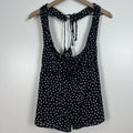 Free People Polka Dot Tank Top Black White Boho Tie Back Cotton Rayon