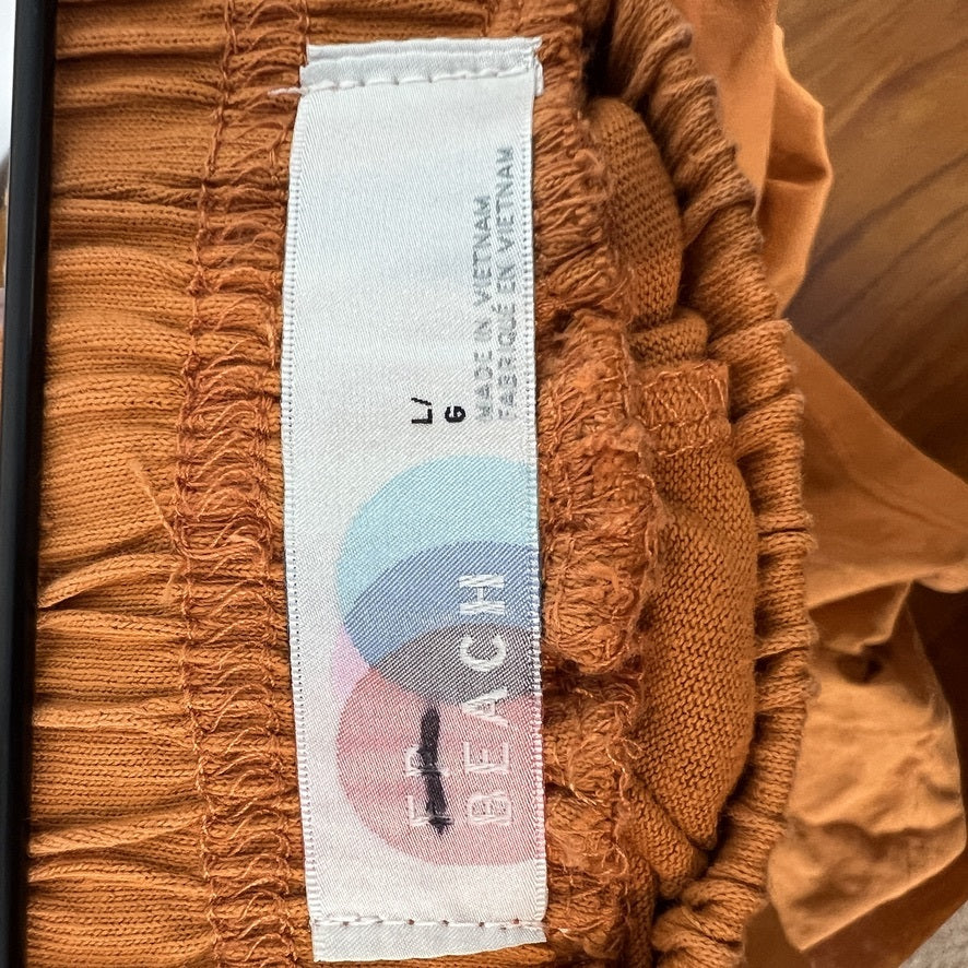 FP Beach Rust Orange 100% Cotton Shorts Elastic Waist Casual Summer L