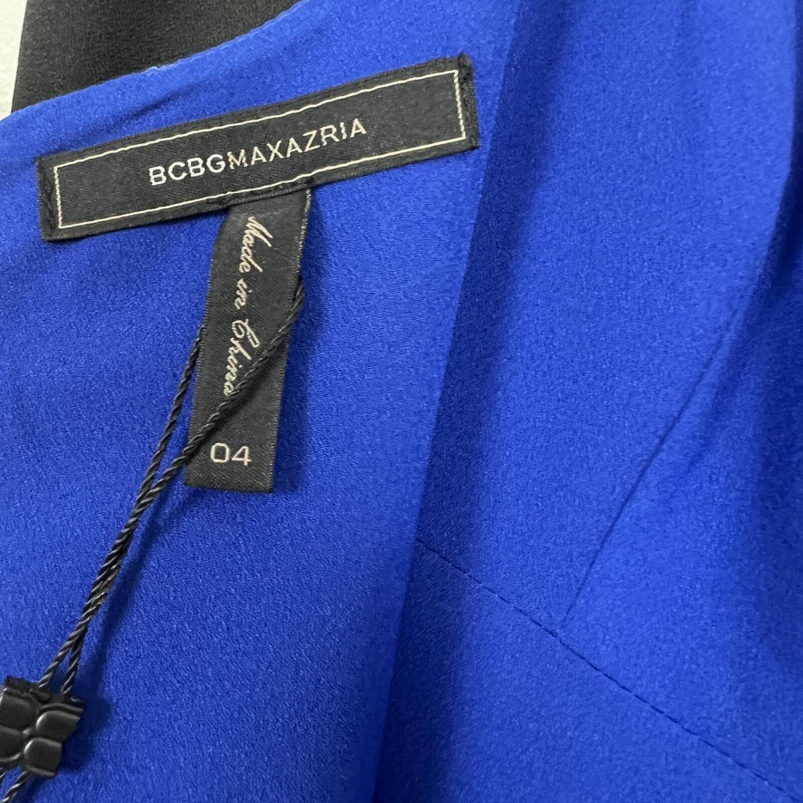 BCBGMAXAZRIA Black Blue Ruffle Midi Dress Size 4 NWT Formal Evening