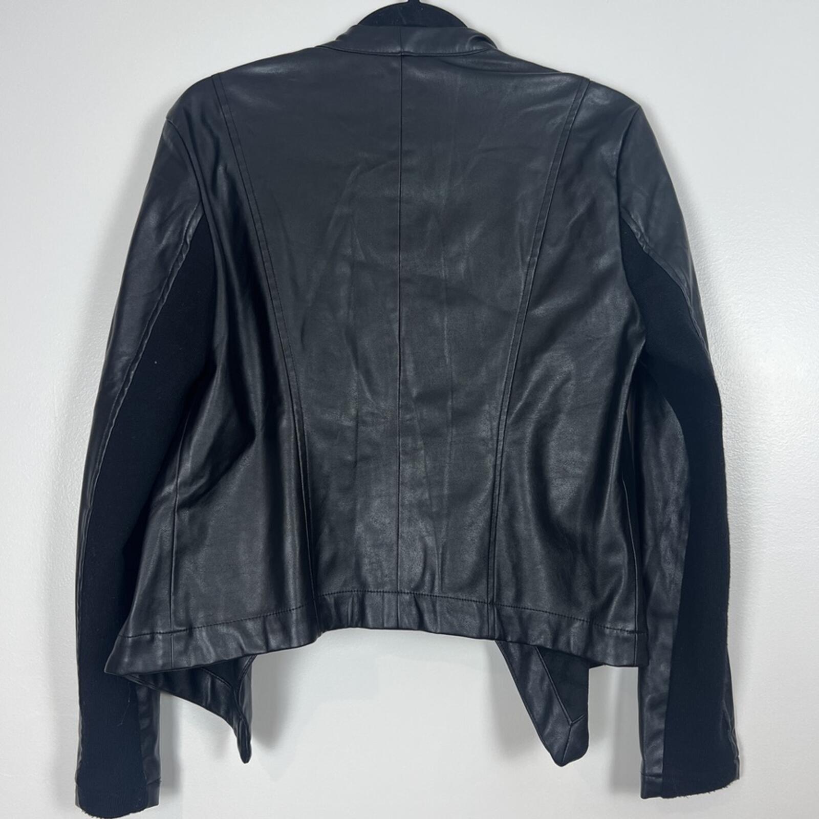 BB Dakota Faux Leather Jacket Womens Small Black Drape Open Moto Crop