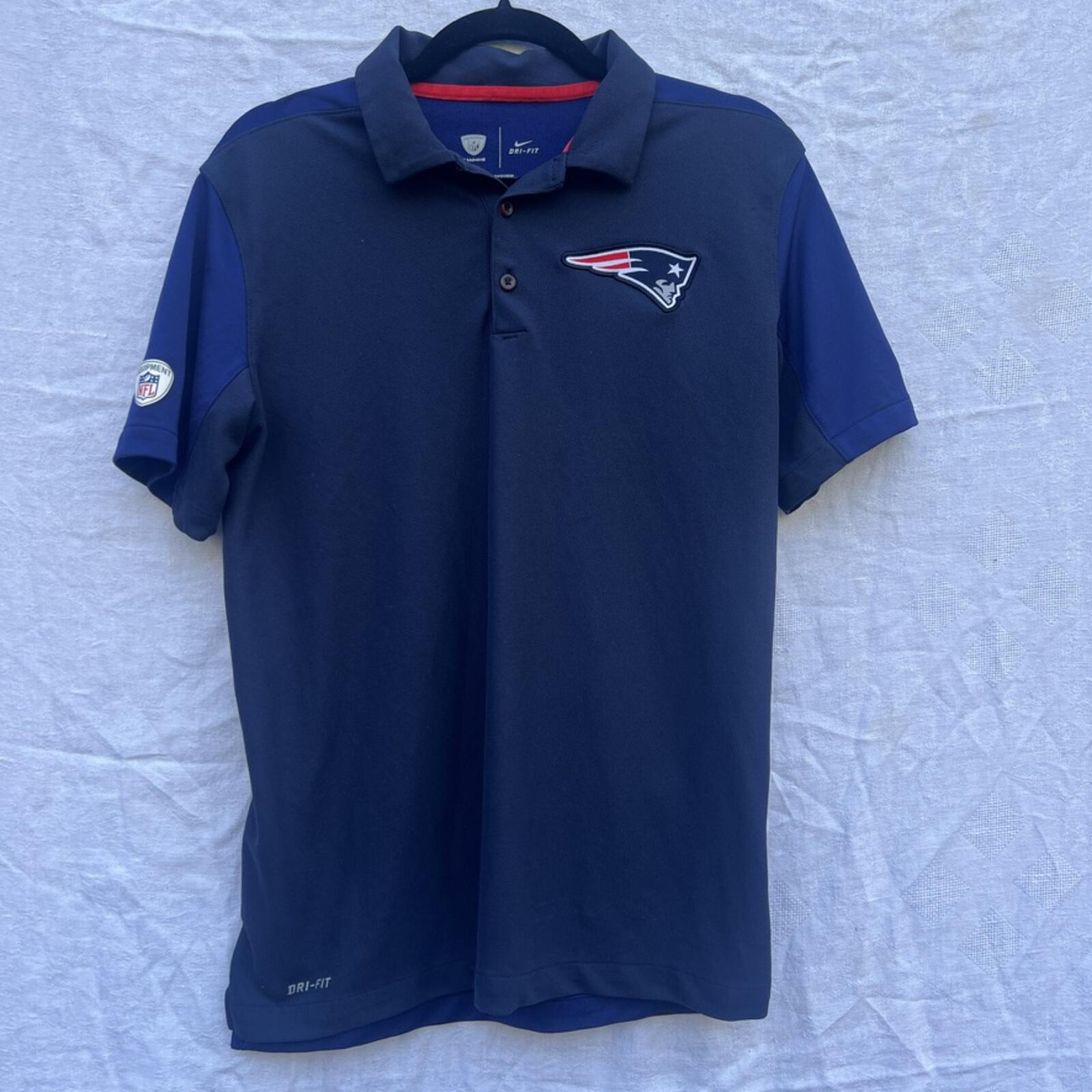 Nike Dri-FIT New England Patriots Polo Shirt Mens M Navy NFL Training