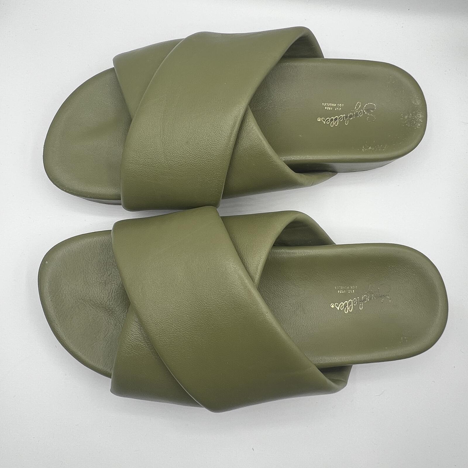 Seychelles Olive Green Slide Sandals Padded Cross Strap Size 9 NWOT