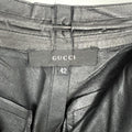 Gucci Black Leather Pants Womens 42 Straight Leg High Rise Italy Luxe