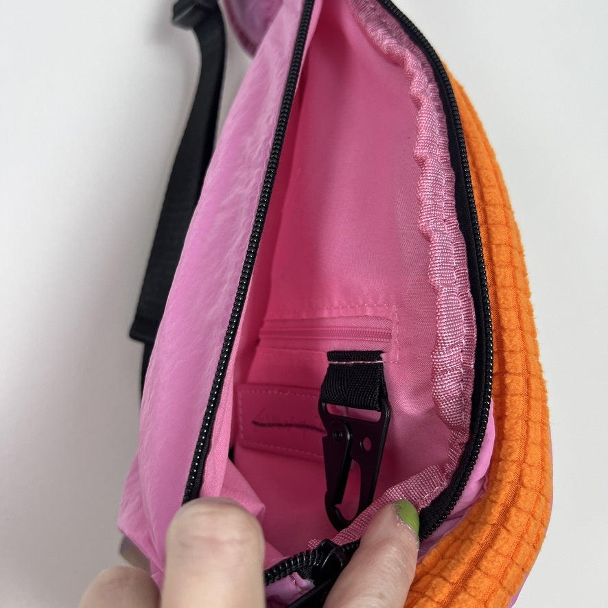 Free People Sling Bag Pink Orange Colorblock Crossbody Nylon Blend