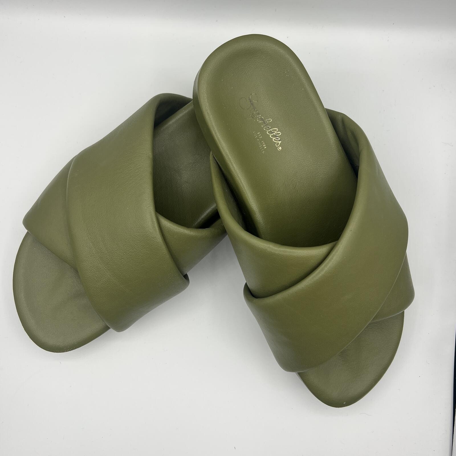 Seychelles Olive Green Slide Sandals Padded Cross Strap Size 9 NWOT