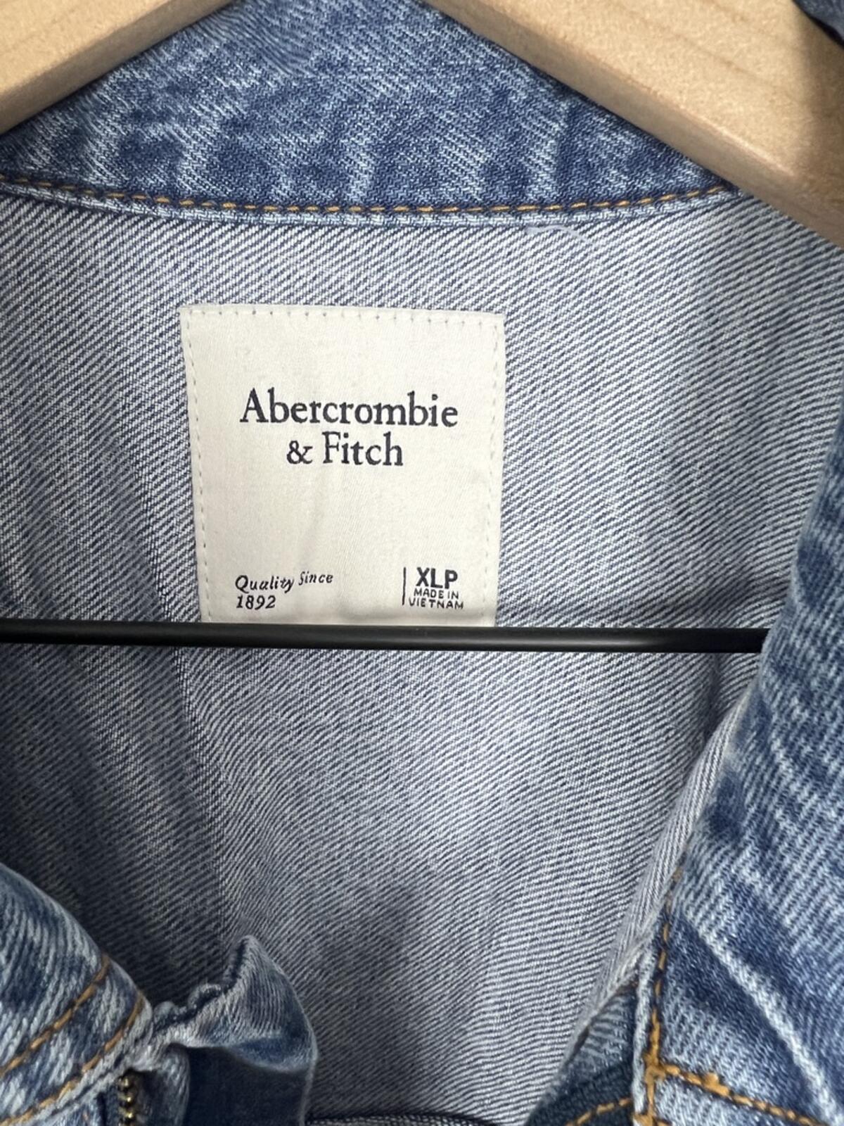 Abercrombie Denim Jumpsuit Short Sleeve Utility Wide Leg NWT XLP