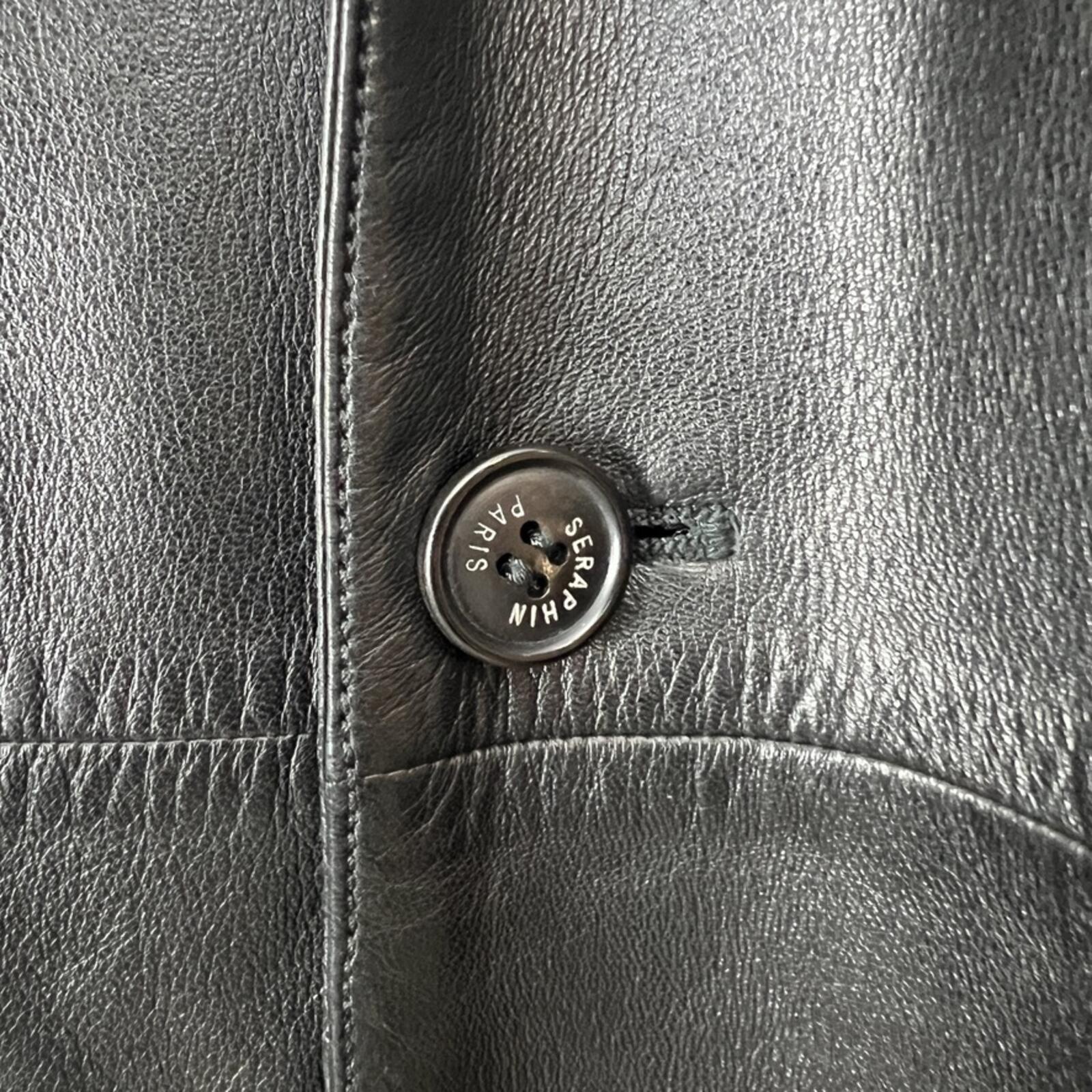 Seraphin Paris Black Leather Blazer Jacket Mens EU 48 / US 38 France Luxury Coat