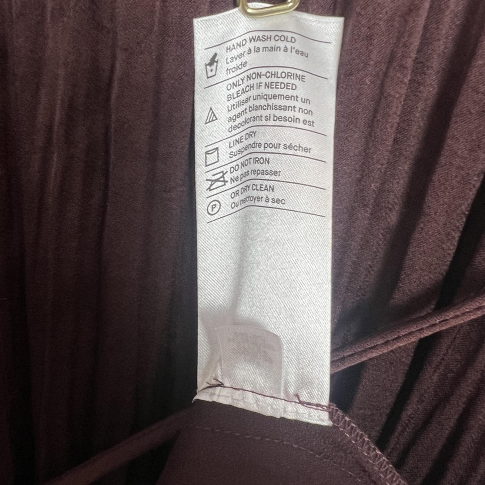 Vince Burgundy Pleated Knee Length Dress Sheer Overlay Tie Waist XXL NWOT