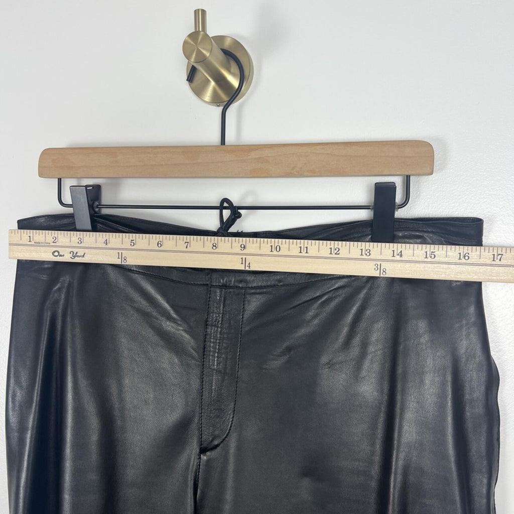 Gucci Black Leather Pants Womens 42 Straight Leg High Rise Italy Luxe