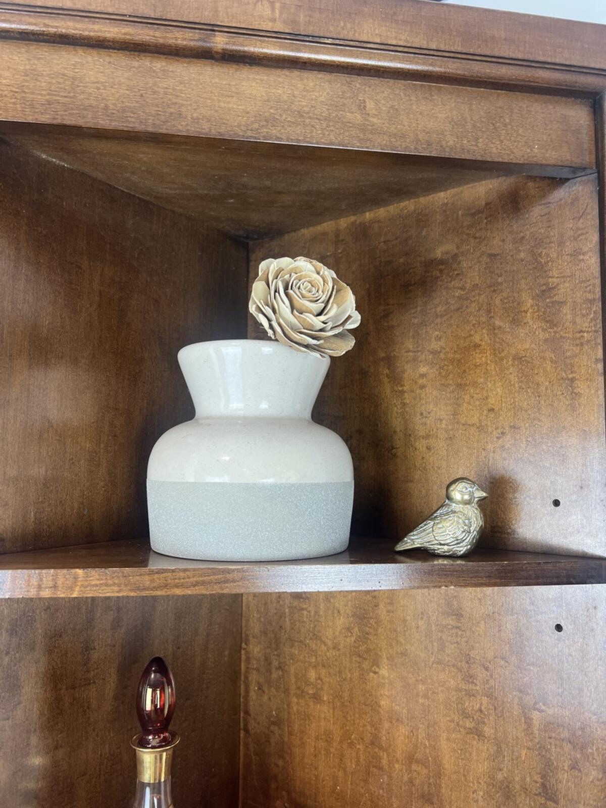 Modern Ceramic Vase Set Neutral Speckled Matte White Gray Boho Decor