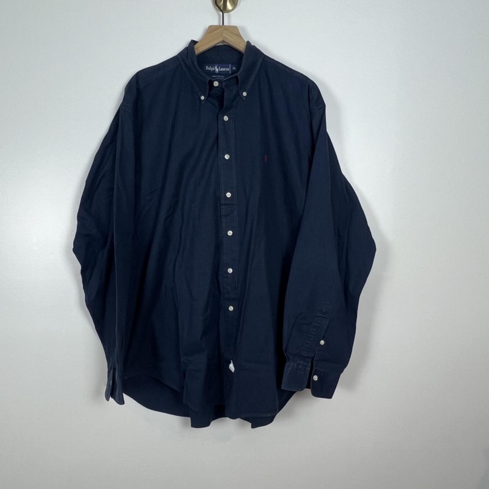 Ralph Lauren Shirt XL Navy Blue Button Down Oxford Pony Logo Mens Cotton