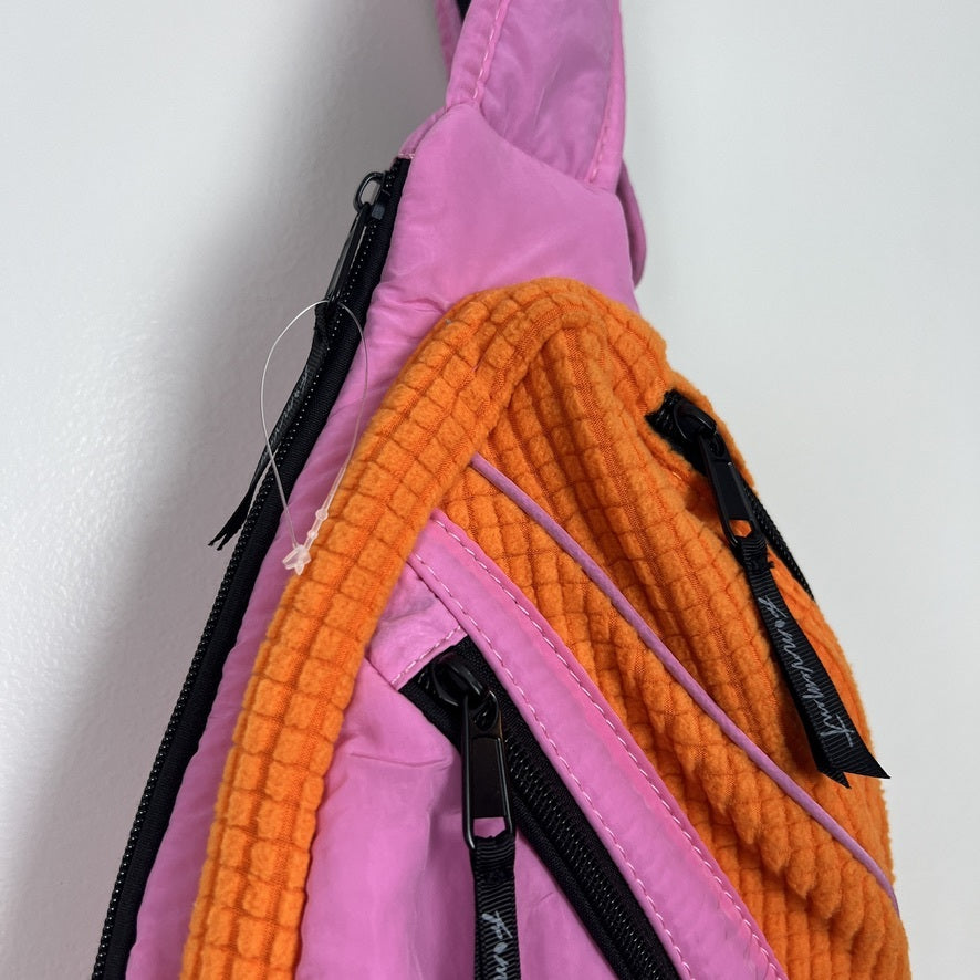 Free People Sling Bag Pink Orange Colorblock Crossbody Nylon Blend